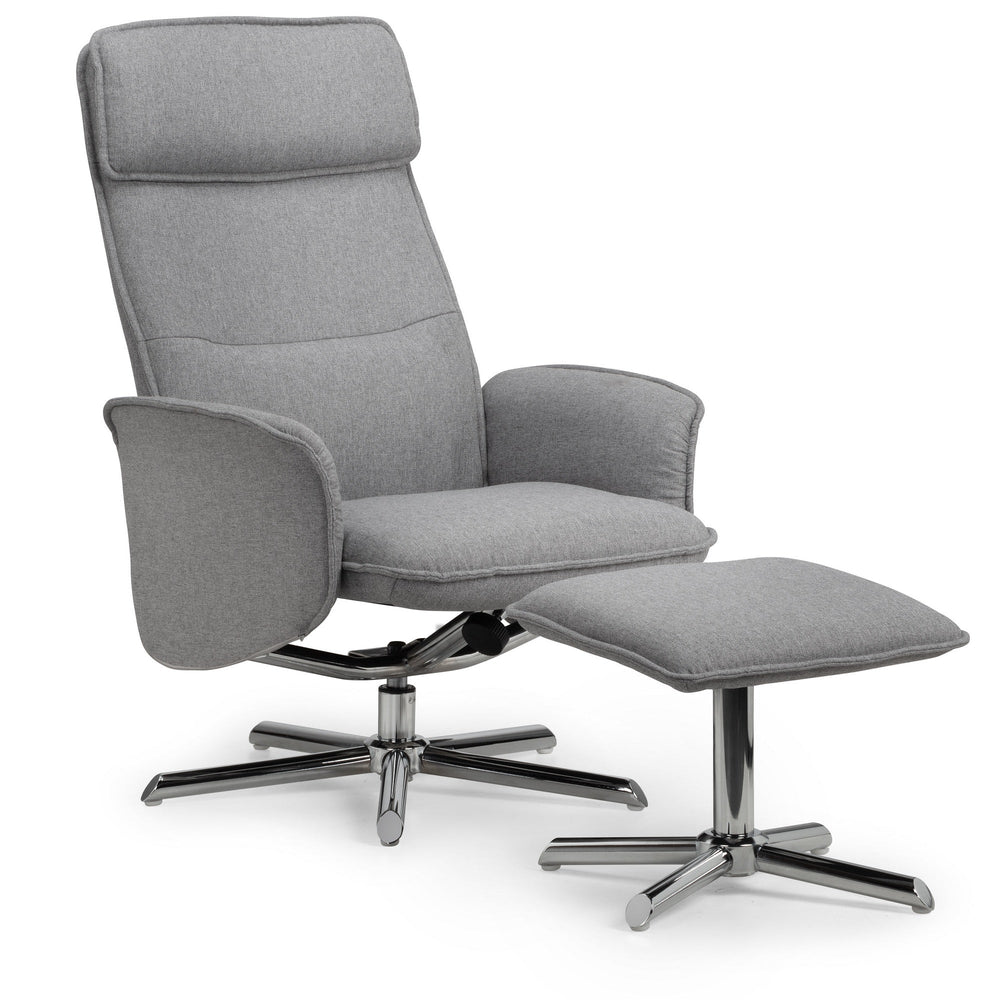 Aria Recliner and Stool - Grey - ARI001