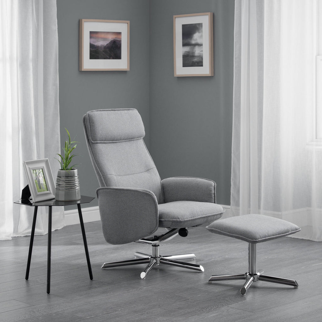 Aria Recliner and Stool - Grey - ARI001