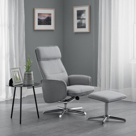 Aria Recliner and Stool - Grey - ARI001