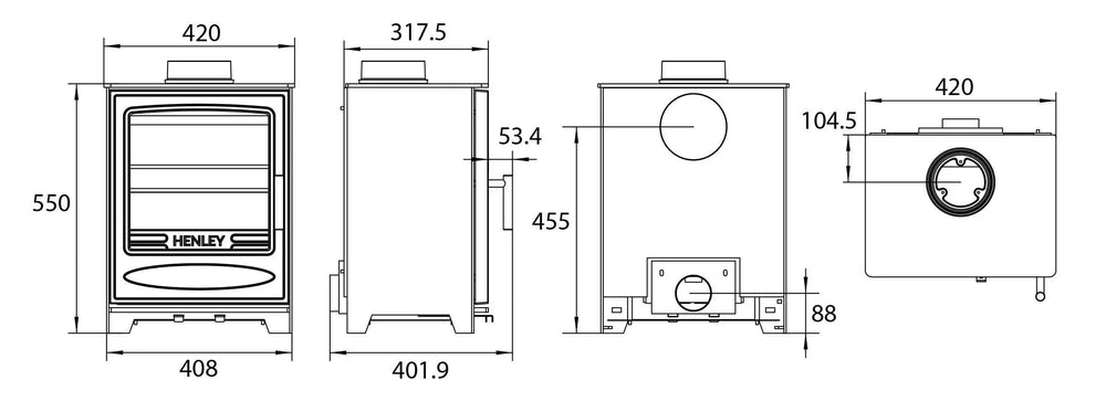 Ascot 5kW Multi Fuel (Eco) - Technical Drawing