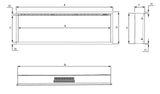 Atmos electric fire with a sleek design and dimensions for easy installation.