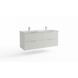 Matt white wall-hung bathroom vanity unit with four drawers and minimalist design