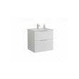 Matt white wall hung bathroom vanity unit with twin drawers and minimalist design | Home Centre Direct UK