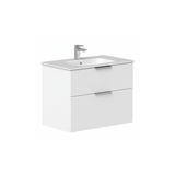 Matt white wall-hung bathroom vanity unit with double drawers | Home Centre Direct UK