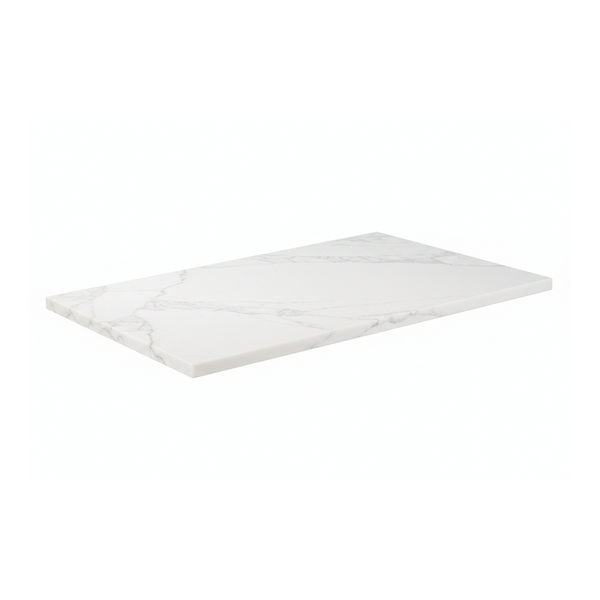 White marble-effect bathroom worktop with smooth stone finish | Home Centre Direct UK