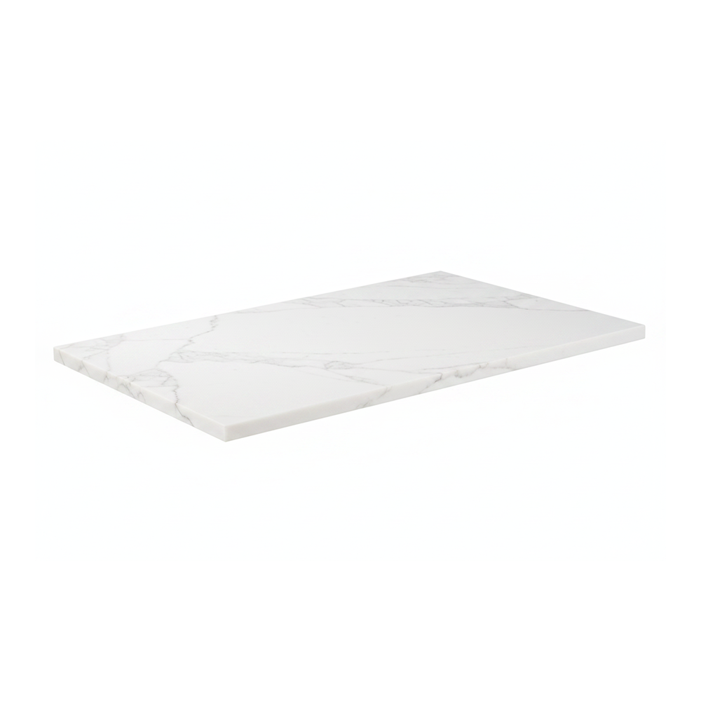 White marble-effect bathroom worktop with smooth stone finish | Home Centre Direct UK