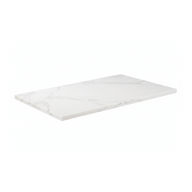 White marble-effect bathroom worktop with smooth stone finish | Home Centre Direct UK