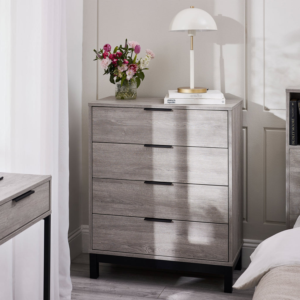 Bali 4 Drawer Chest - Grey - BAL103