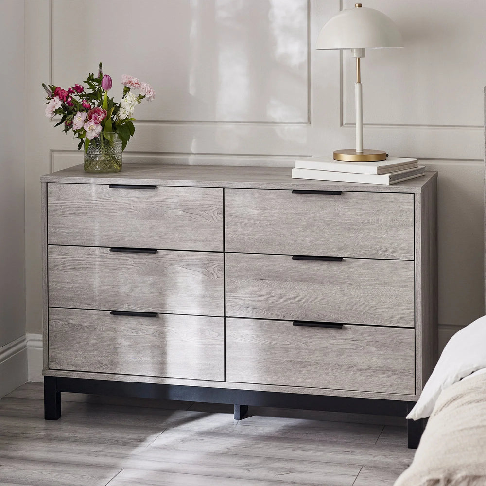 Bali 6 Drawer Wide Chest - Grey - BAL104