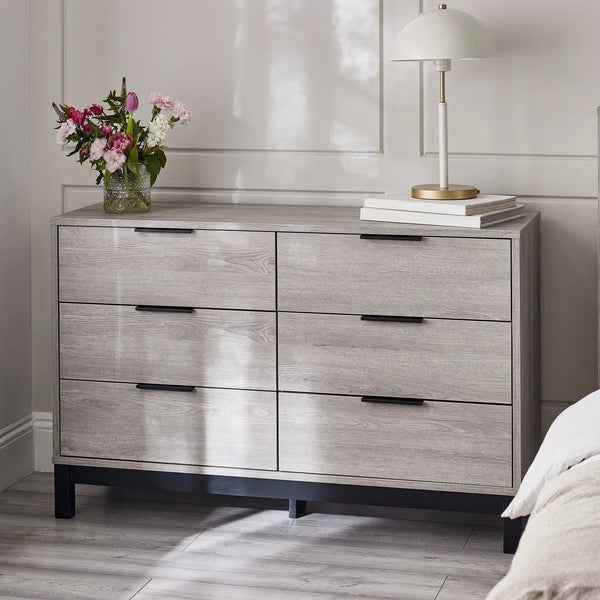 Bali 6 Drawer Wide Chest - Grey - BAL104