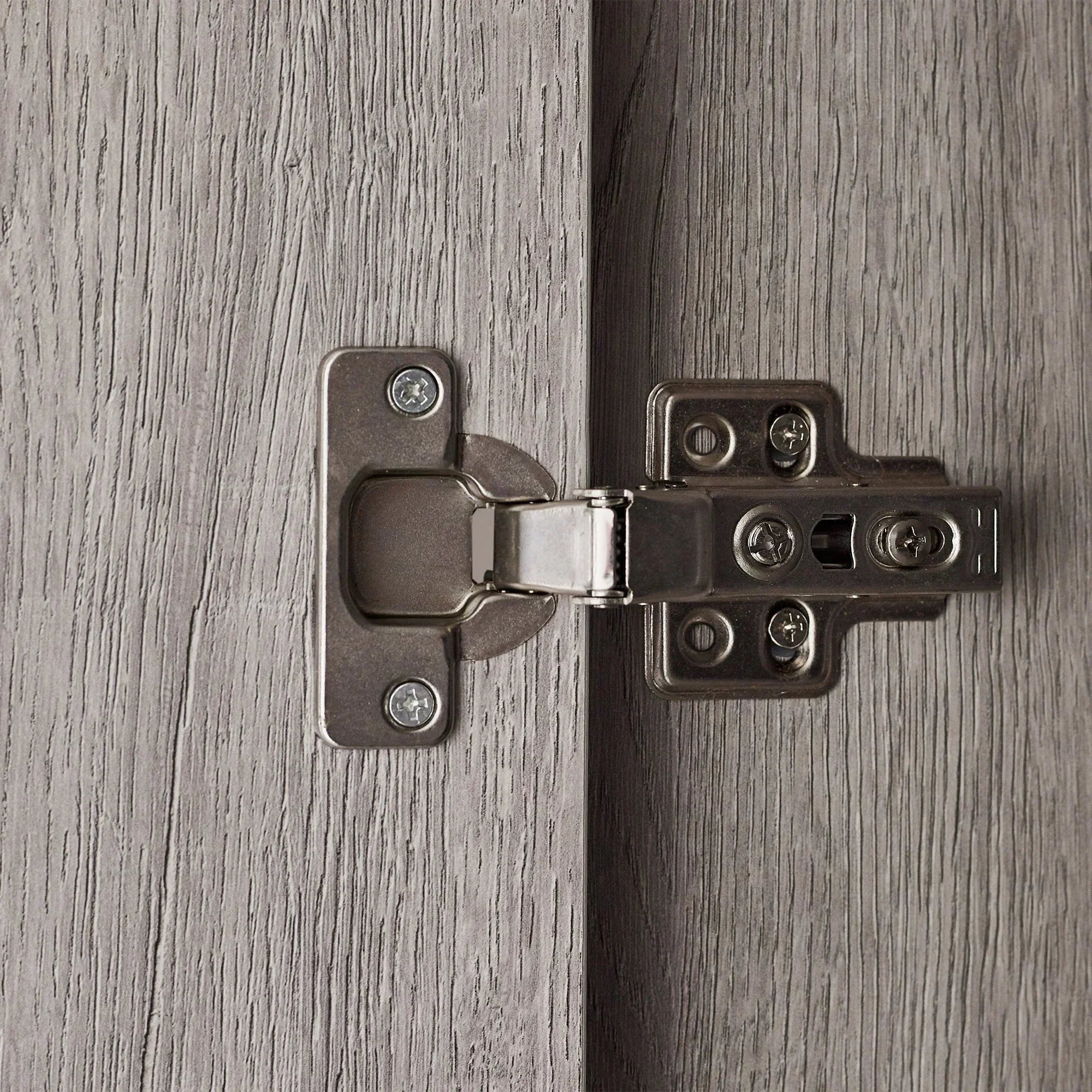 Wardrobe door hinge detail on grey wood Bali 2 door 1 drawer wardrobe