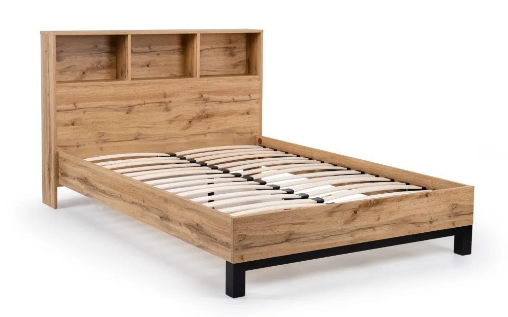 Bali Bookcase Headboard Bed - Light Oak