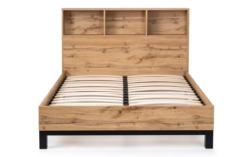 Bali Bookcase Headboard Bed - Light Oak