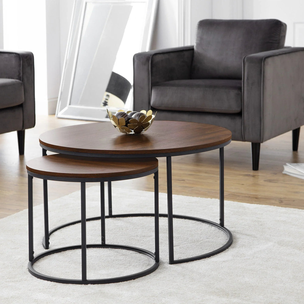 Bellini Round Nesting Coffee Table - Light Brown - BEL202