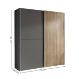 Berno Sliding 2 Door Wardrobe - Grey and Light Brown - BER001