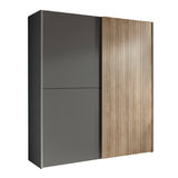 Berno Sliding 2 Door Wardrobe - Grey and Light Brown - BER001