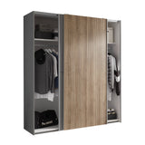 Berno Sliding 2 Door Wardrobe - Grey and Light Brown - BER001