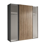 Berno Sliding 2 Door Wardrobe - Grey and Light Brown - BER001