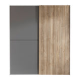 Berno Sliding 2 Door Wardrobe - Grey and Light Brown - BER001