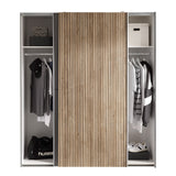 Berno Sliding 2 Door Wardrobe - Grey and Light Brown - BER001