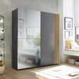 Berno Sliding 2 Door Wardrobe With Mirror - Grey and Light Brown - BER002