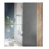 Berno Sliding 2 Door Wardrobe With Mirror - Grey and Light Brown - BER002
