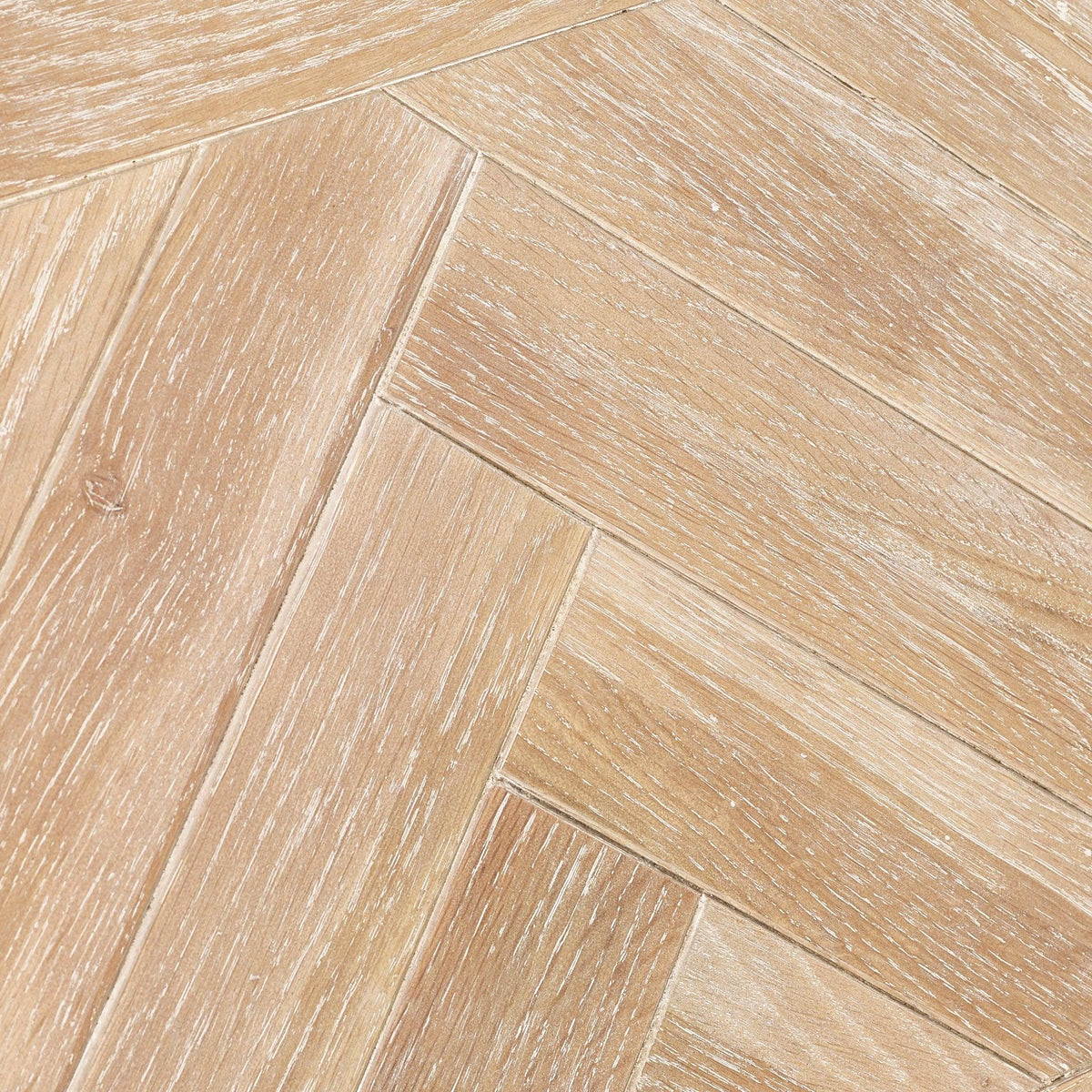 oak dining table top in herringbone pattern with light wood grain finish