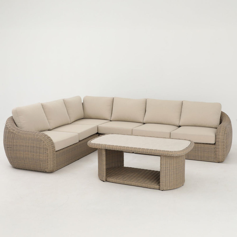 Image of BORA 6-Seater Rattan Lounging Set with Coffee Table - With Free Cover