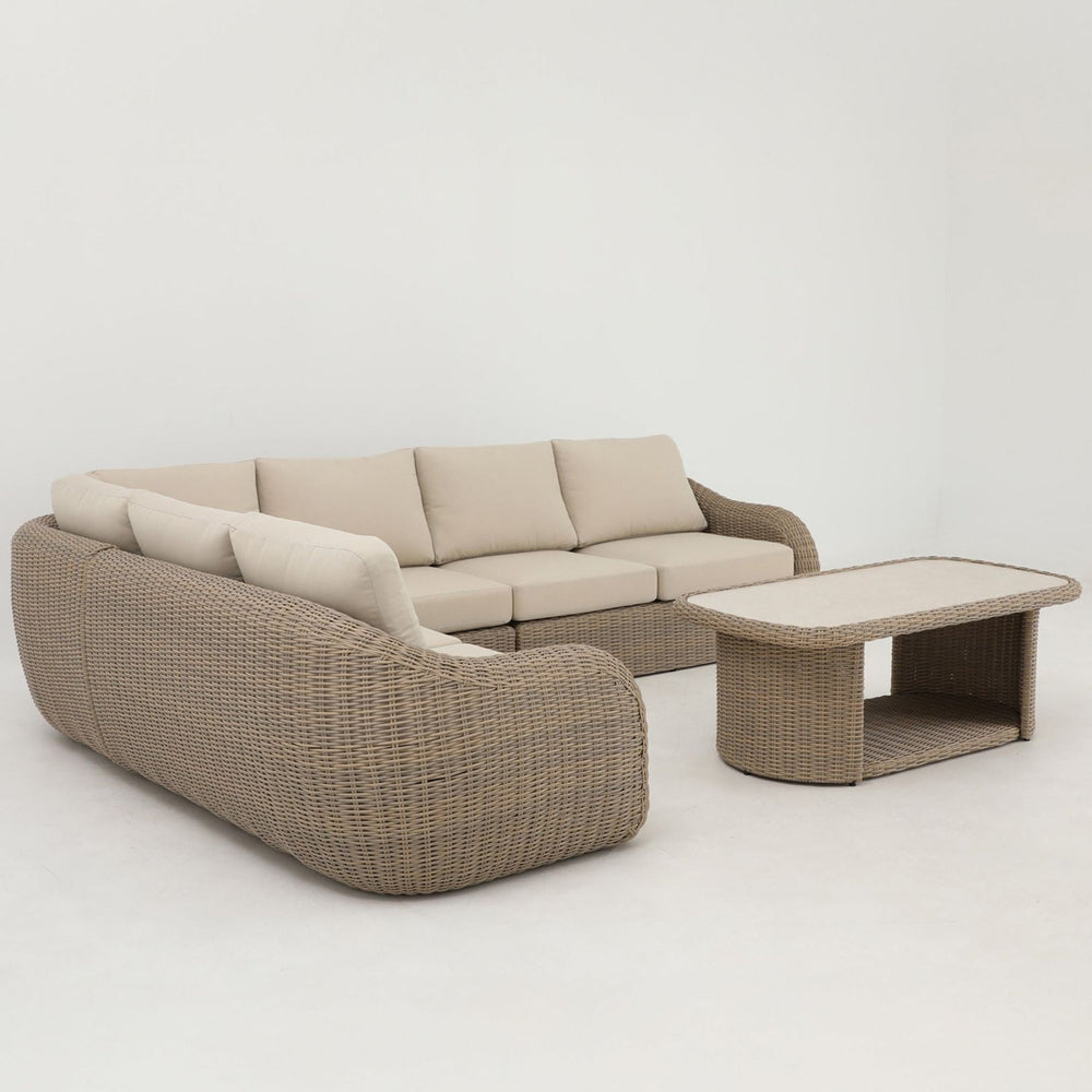 Image of BORA 6-Seater Rattan Lounging Set with Coffee Table - With Free Cover