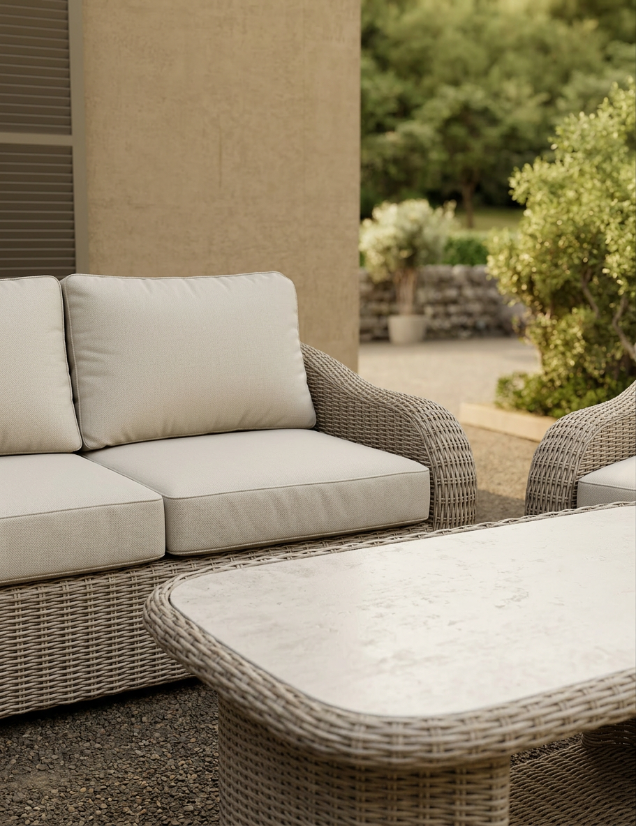 Image of BORA 4-Seater Rattan Lounging Set with Coffee Table