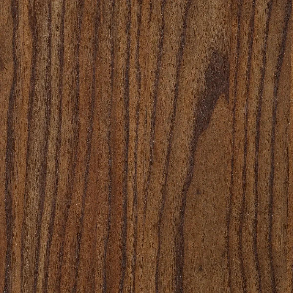 Close view of bench wood grain, showcasing rich brown color and natural pattern detail
