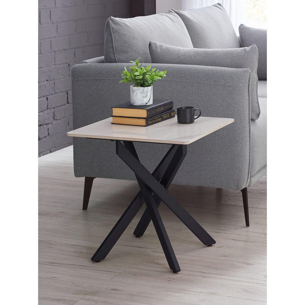 Bradley White Marble Lamp Table