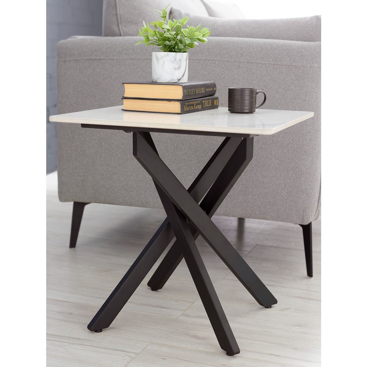 Bradley White Marble Lamp Table
