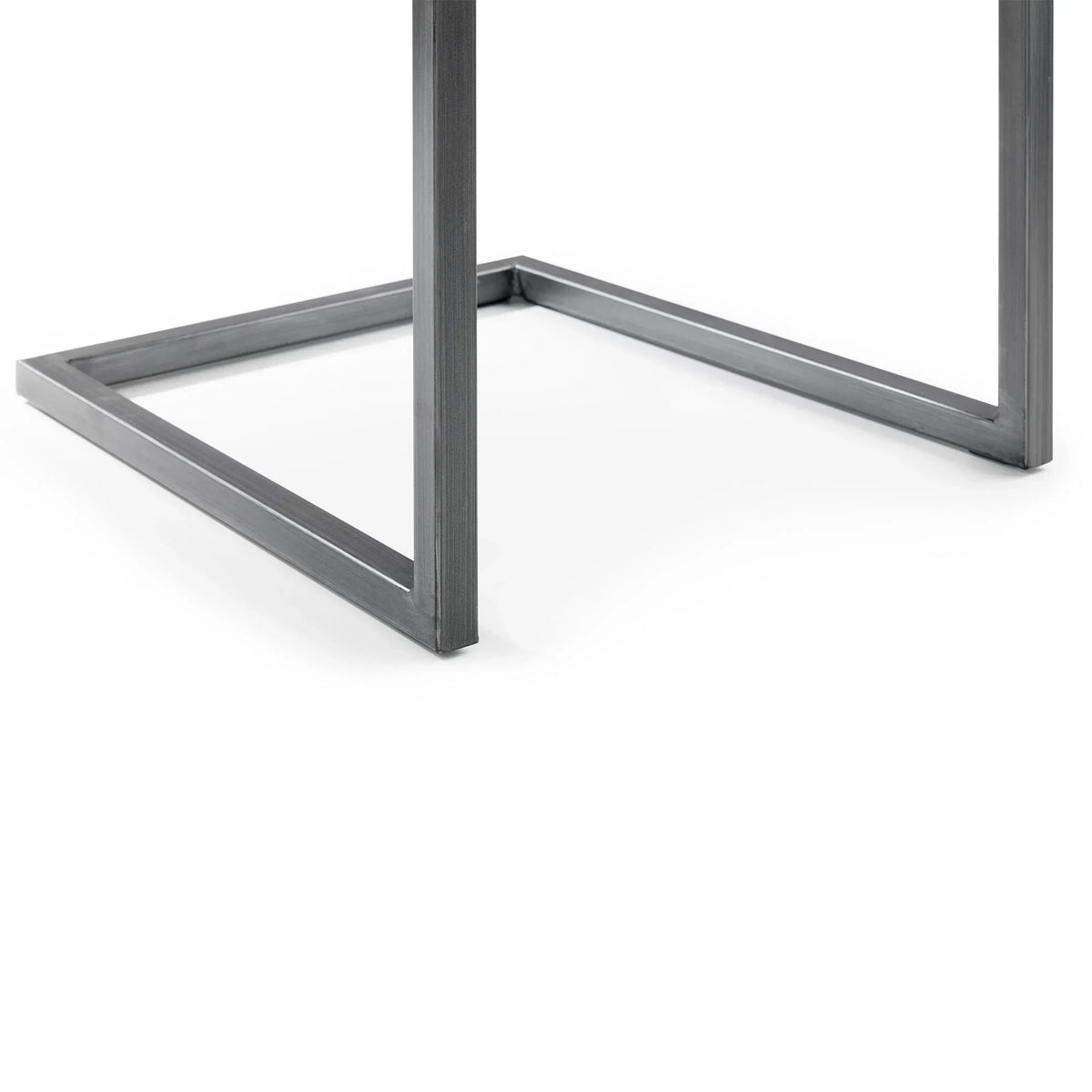 Brooklyn dining chair charcoal grey metal leg detail closeup on white background