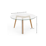 Bryant Round Glass Coffee Table - Light Oak - BRY002