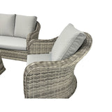 Winchester Curved Beige Rattan Sofa Set – 3-Seater, 2 Chairs & Coffee Table
