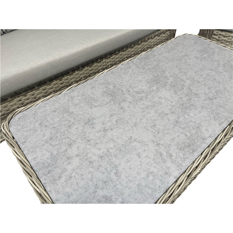 Winchester Curved Beige Rattan Sofa Set – 3-Seater, 2 Chairs & Coffee Table