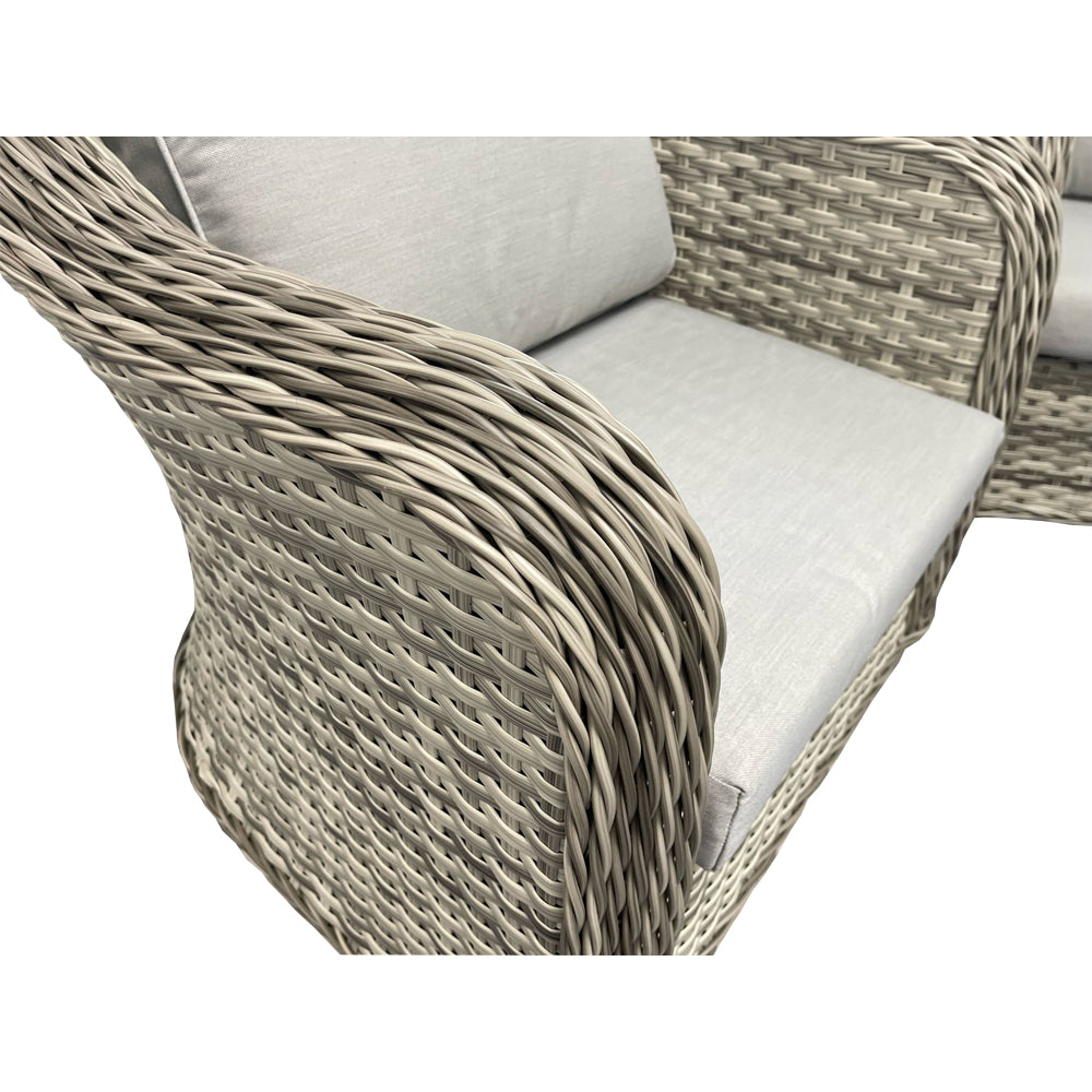Winchester Curved Beige Rattan Sofa Set – 3-Seater, 2 Chairs & Coffee Table