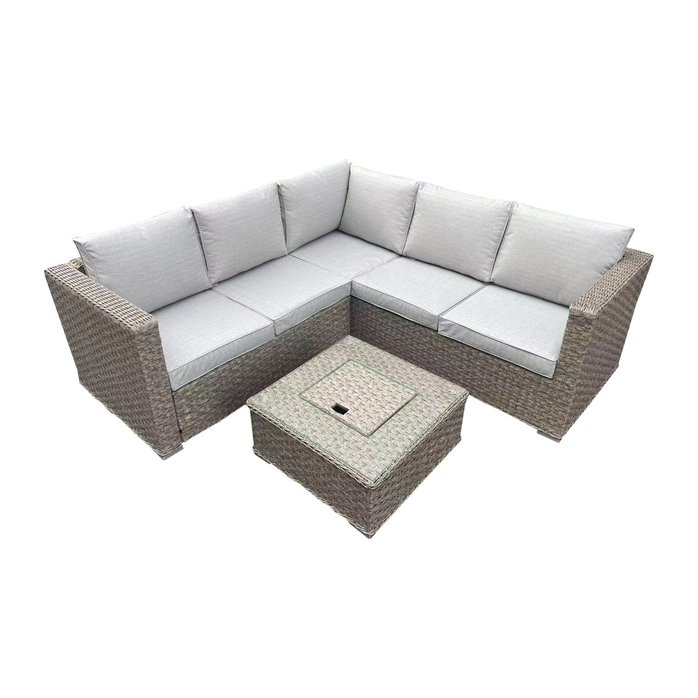 Cotswold Brown 3+2 Rattan Sofa Set with Ice Bucket Table