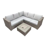 Cotswold Brown 3+2 Rattan Sofa Set with Ice Bucket Table