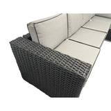 Ely Black Rattan Fire Pit Corner Sofa Set – Multi-Piece with Benches