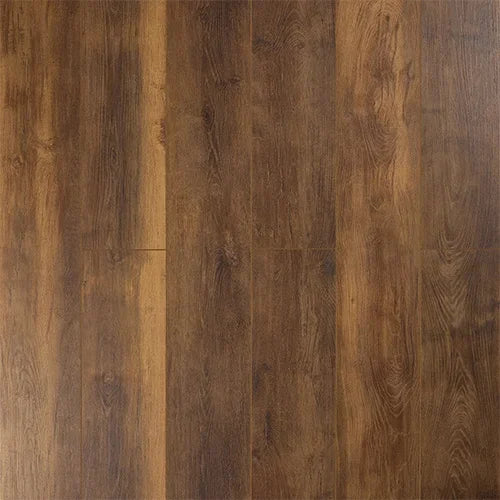 Barnwood oak effect laminate flooring with natural wood grain and warm brown tones