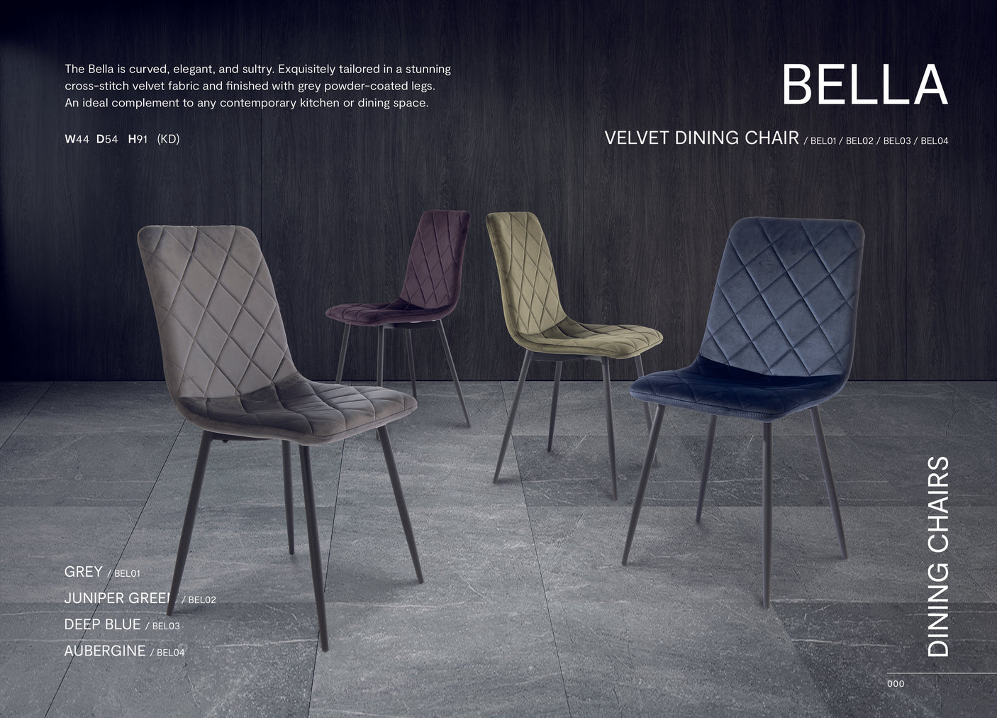 Deep Blue Velvet Dining Chair - Elegant Upholstered Seat for Home