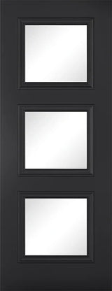 Black Antwerp glazed internal door with three square clear glass panels
