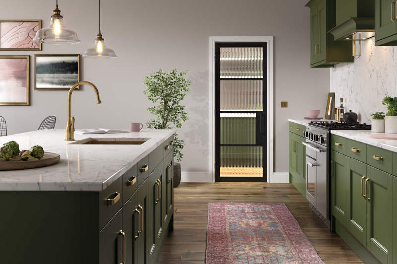 Black Chelsea Glazed 4L Reeded LifeStyle - Standard - 1981 x 686 (27") x 35mm