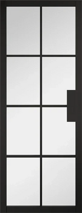 Black Malvern glazed interior door with geometric glass panel design