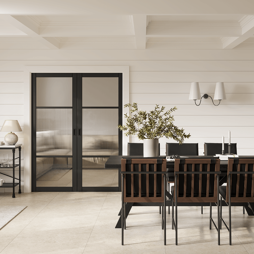 Black Sutton Reeded Glazed LifeStyle - Black - 1981 x 686 (27") x 35mm