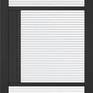 Black Tribeca glazed 3L reeded interior door with horizontal textured glass panels