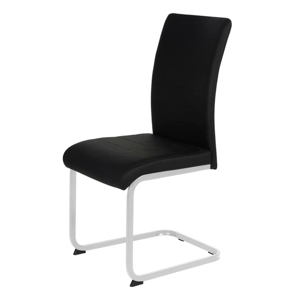 Liana Black PU Chair - chrome legs