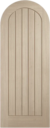Blonde oak Mexicano arched internal door with vertical panel design